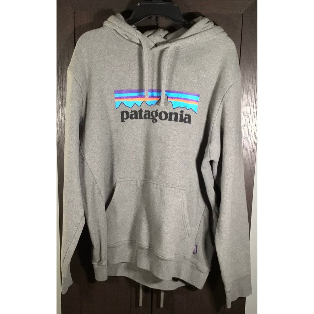 Patagonia Mens Grey Fitz Roy Horizons Uprisal Hoody Graphic Fleece Sweatshirt L